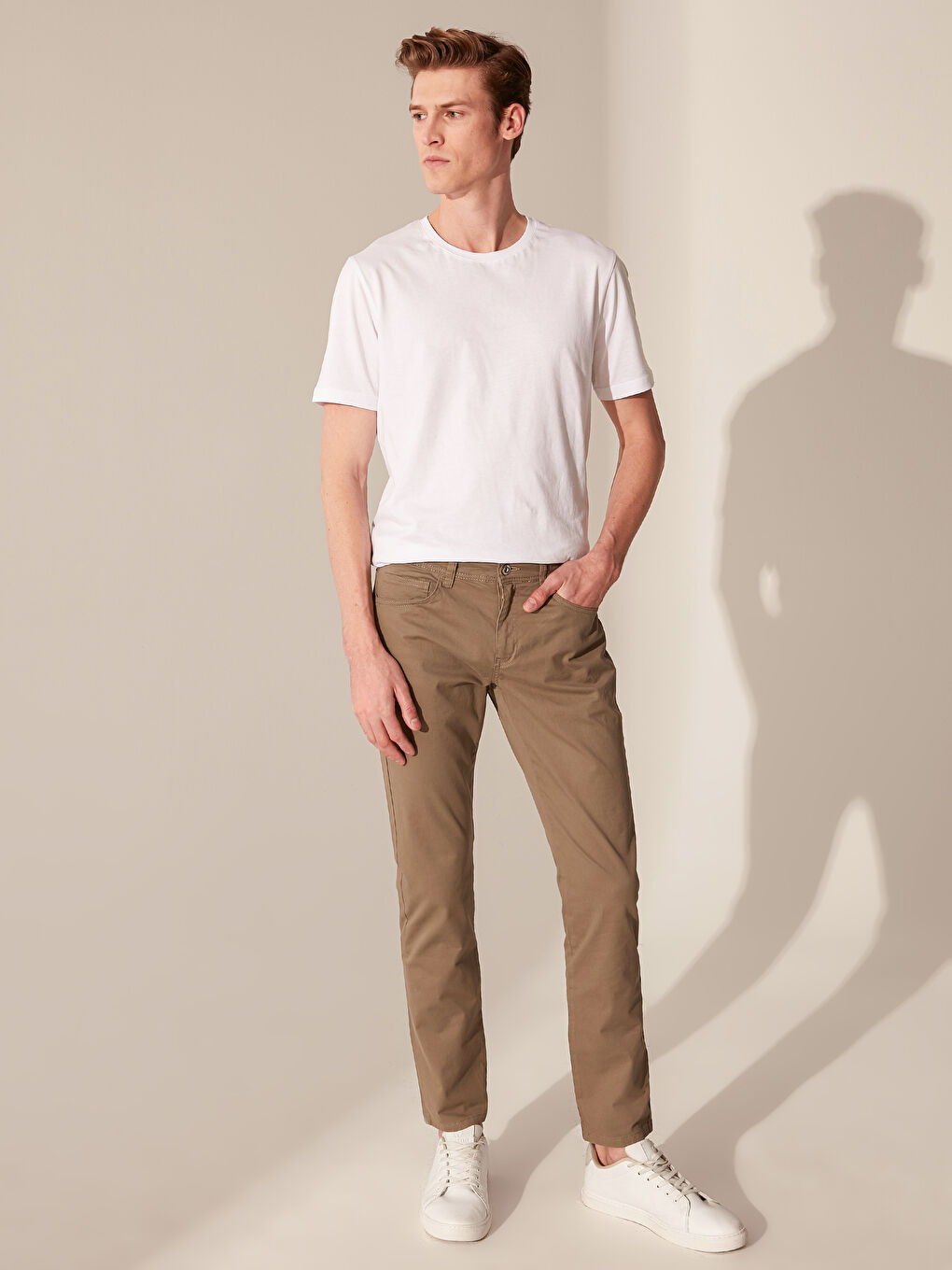 Haki Dar Kalıp Gabardin Chino Pantolon