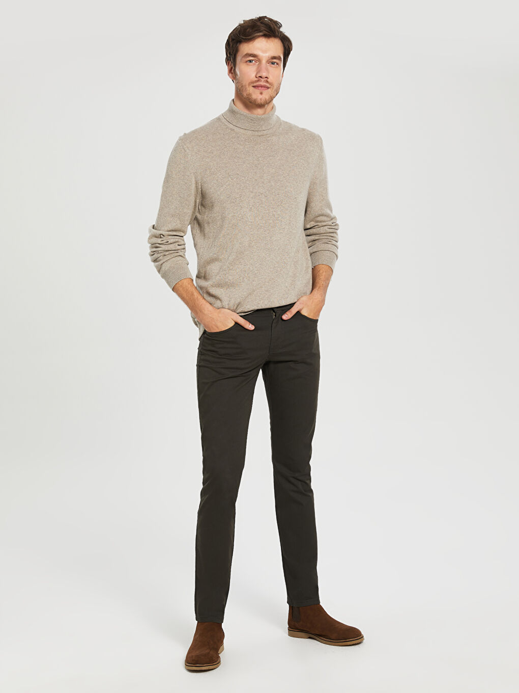 Slim Fit Gabardine Chino Trousers