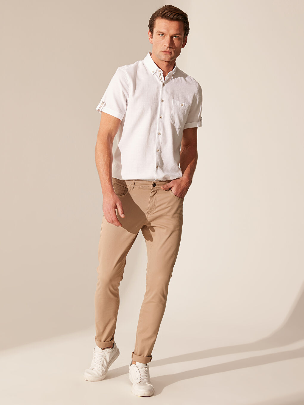 Pantalon chino BEIGE Homme-1