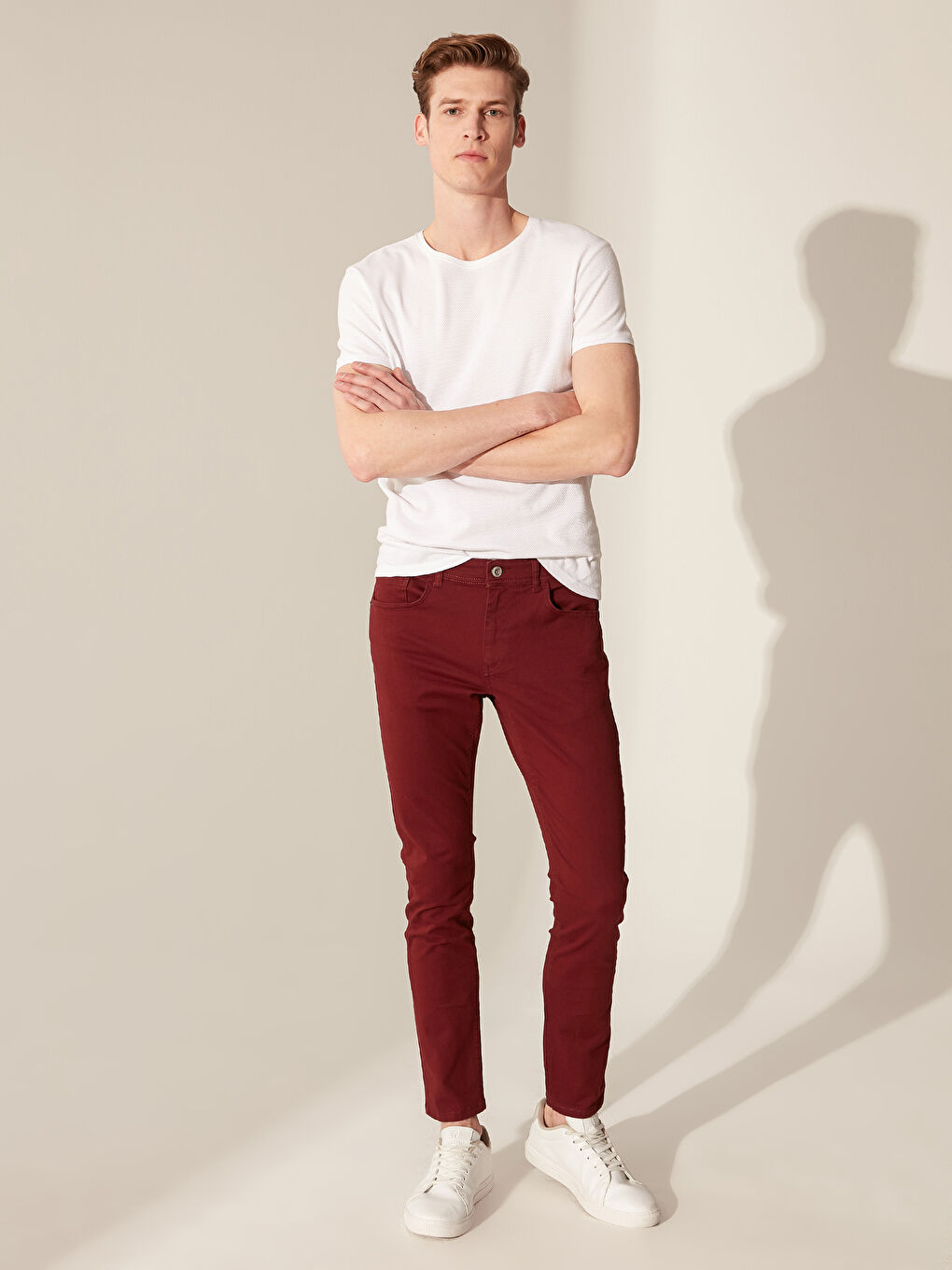 Pantalon chino ROUGE BORDEAUX Homme-1
