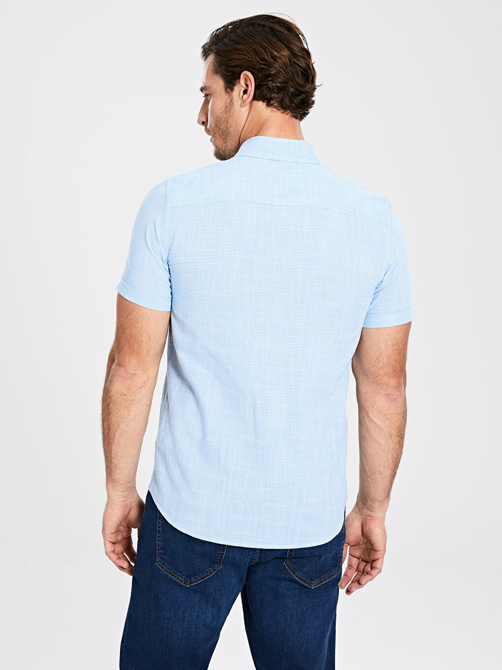 Mavi Slim Fit Kısa Kollu Poplin Erkek Gömlek-3