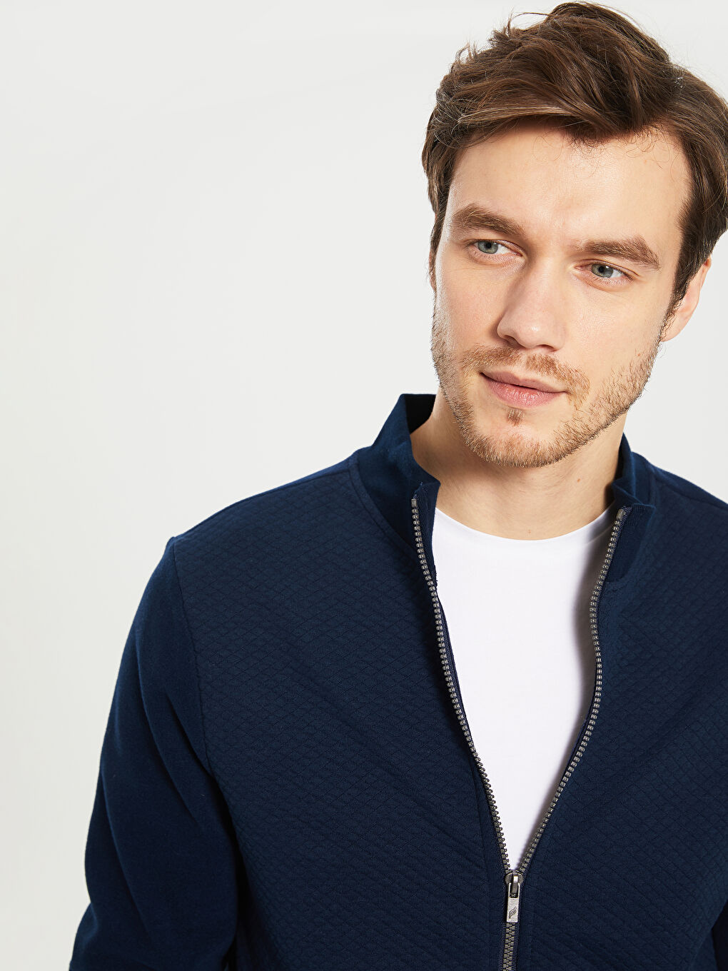 Comfortable Fit Standing Collar Long Sleeve Men's Sweatshirt-2