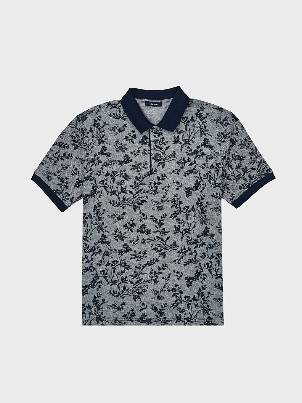 Lacivert Polo Yaka Kısa Kollu Pike Erkek Tişört-1