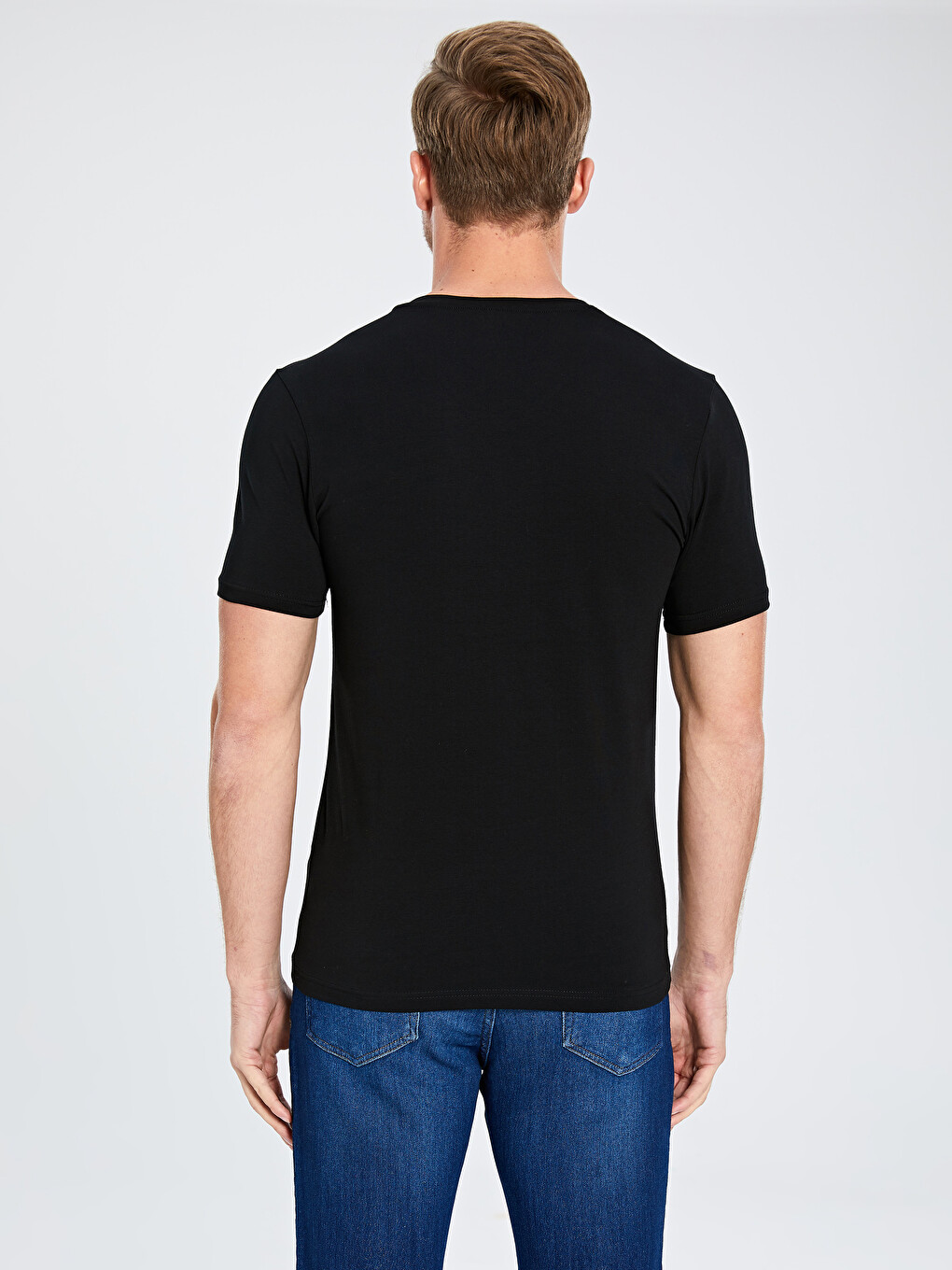 V-neck And Short Sleeve Cotton T-shirt-3