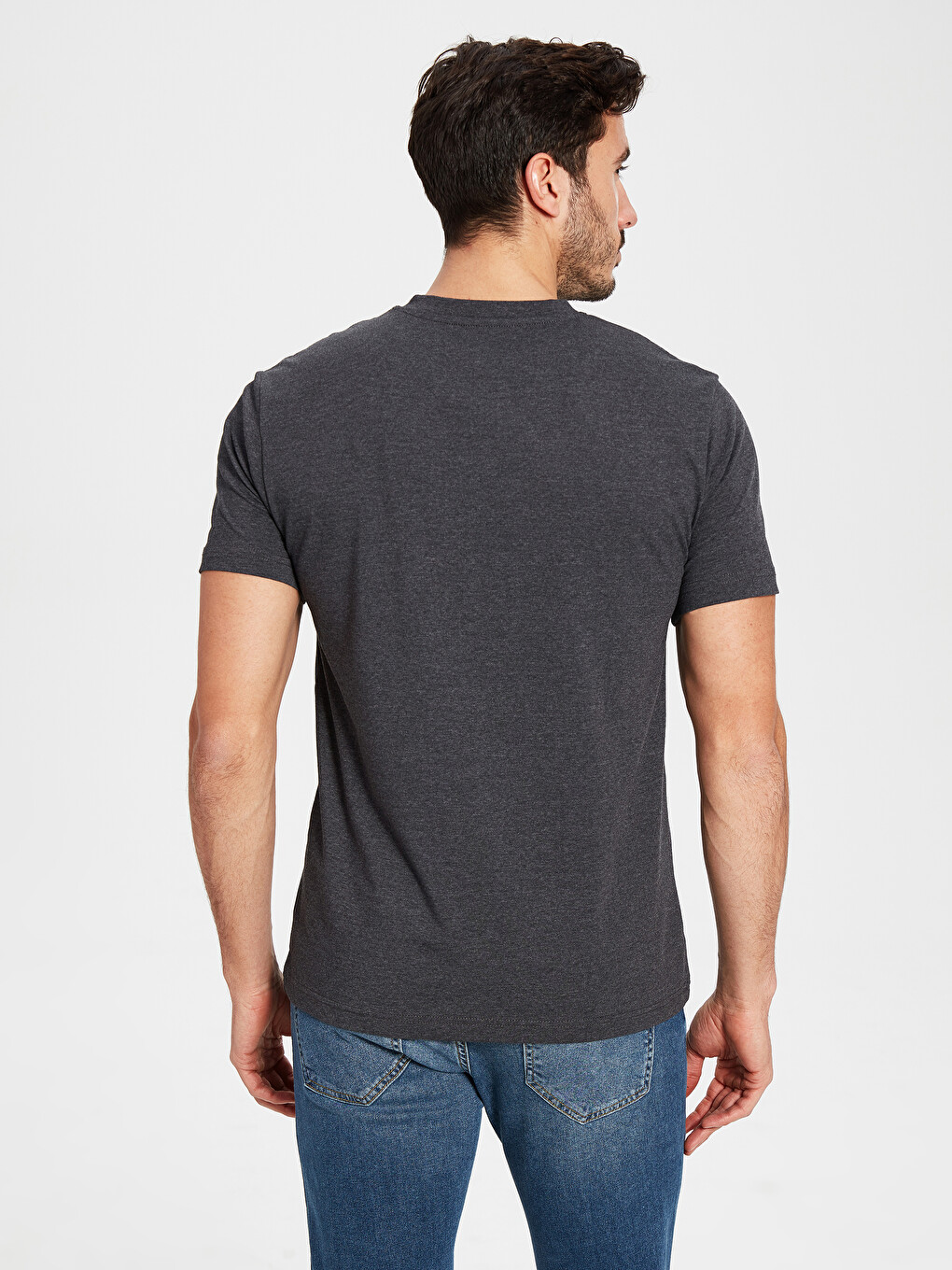 V-neck And Short Sleeve Cotton T-shirt-2