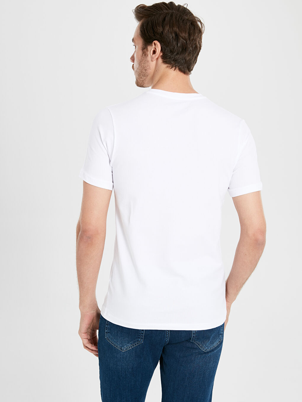 Футболка з V-подібним вирізом і коротким рукавом з бавовни-3