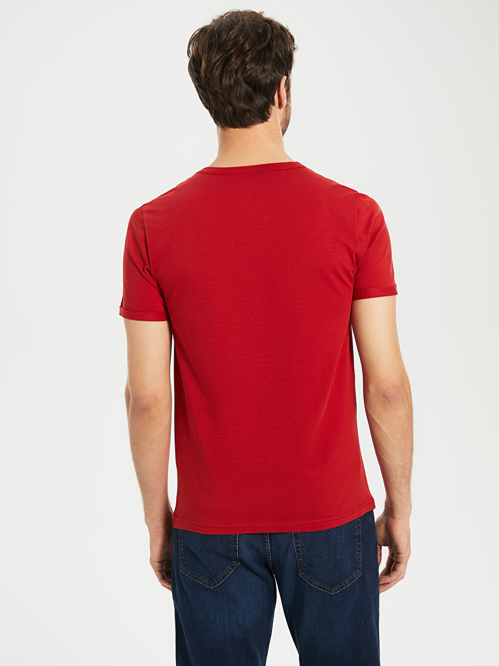 T-shirt E Thjeshtë, E Ngushtë, Me Jakë Të Rrumbullakët Për Burra-3