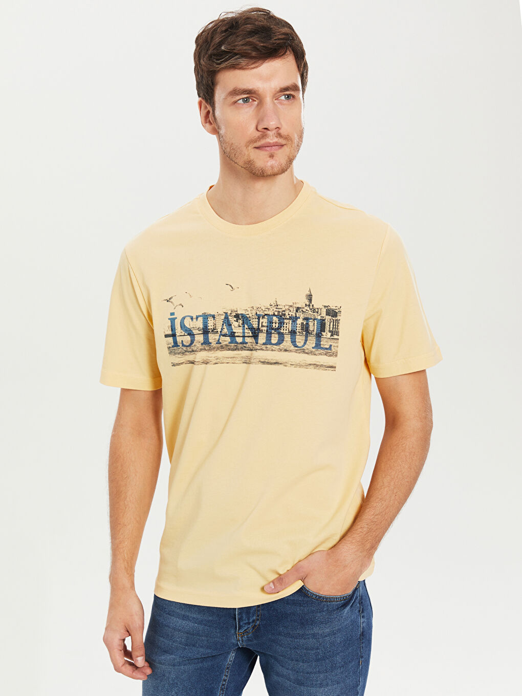 Sarı Penye Erkek Tişört