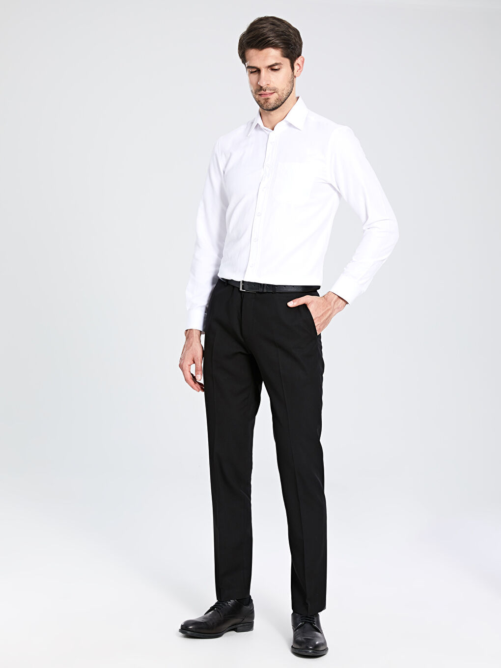 Siyah Slim Fit Gabardin Erkek Pantolon-1