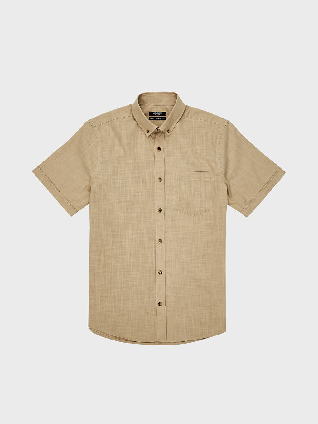 Bej Poplin Erkek Gömlek-1