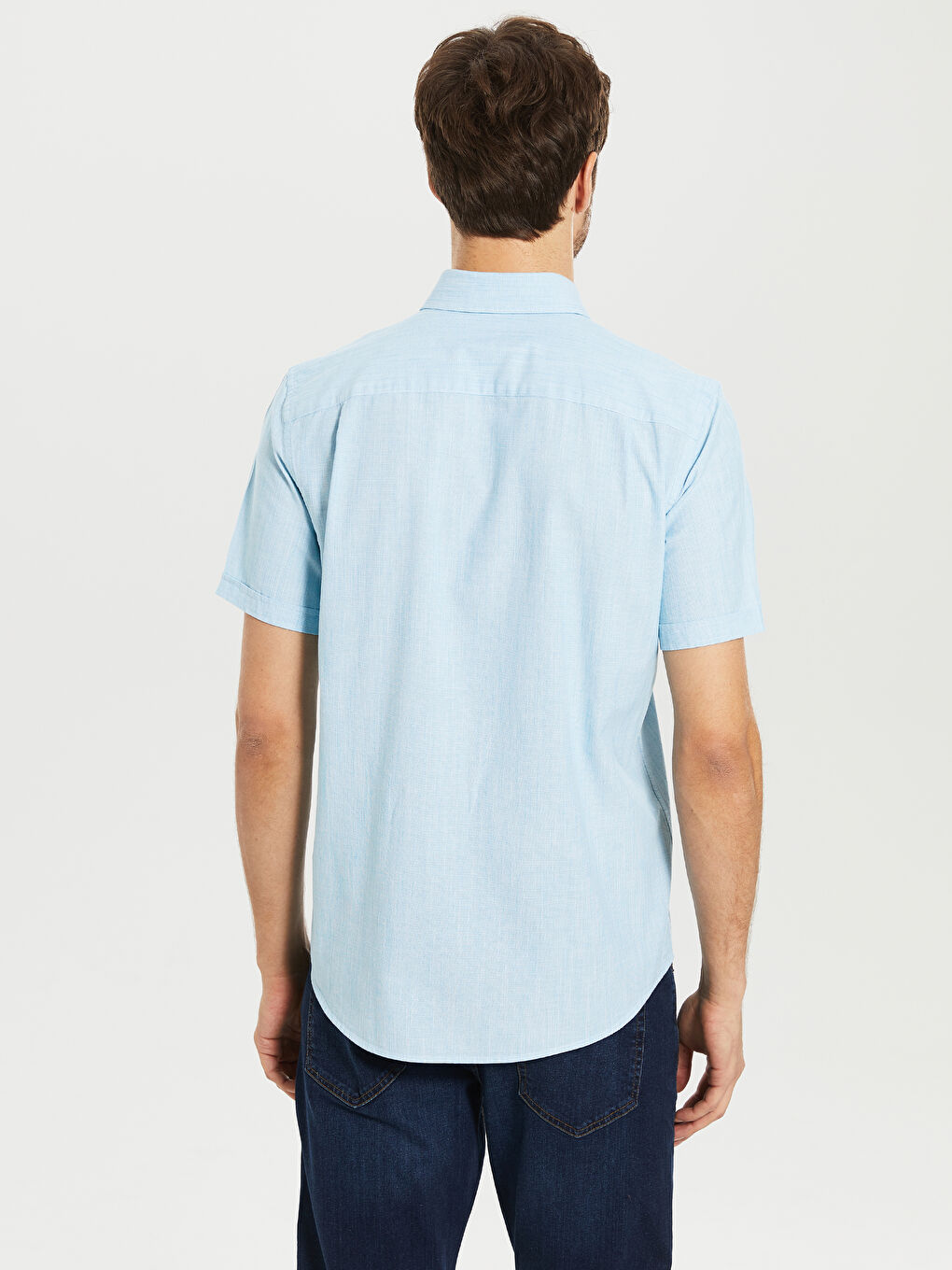 Turkuaz Regular Fit Kısa Kollu Basic Poplin Gömlek-4