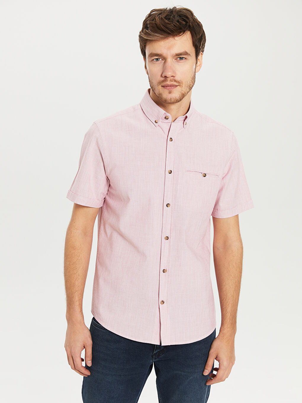 Regular Fit Short Sleeve Basic Poplin Shirt