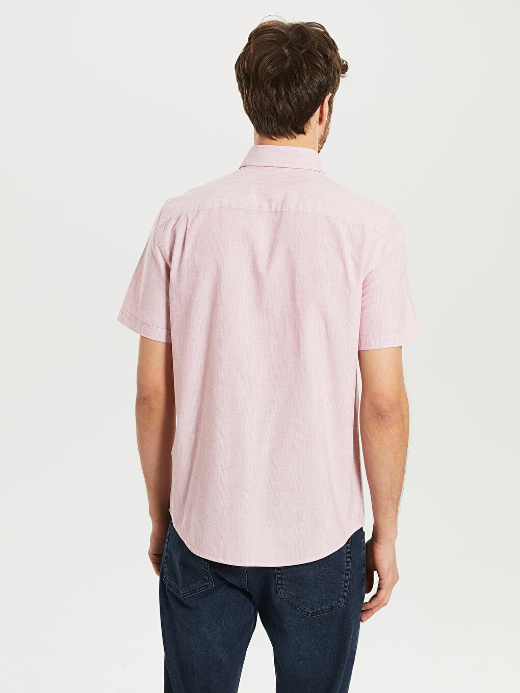 Regular Fit Short Sleeve Basic Poplin Shirt-3