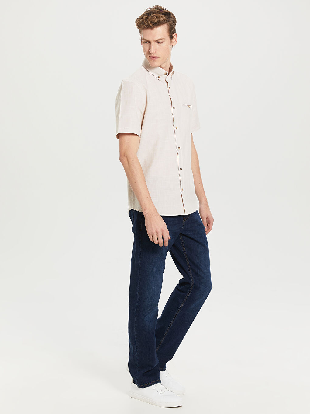 Chemise Basique en Popeline à Manches Courtes Coupe Régulière-3