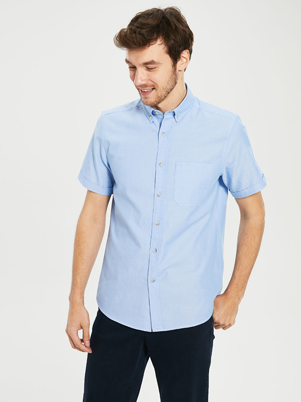 Regular Fit Short Sleeve Oxford Men's Shirt