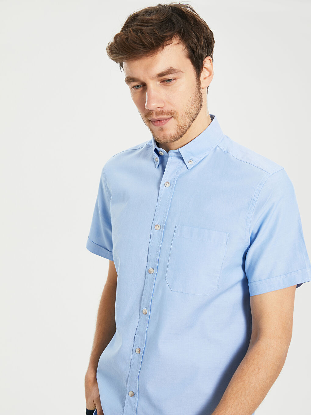 Regular Fit Short Sleeve Oxford Men's Shirt-2