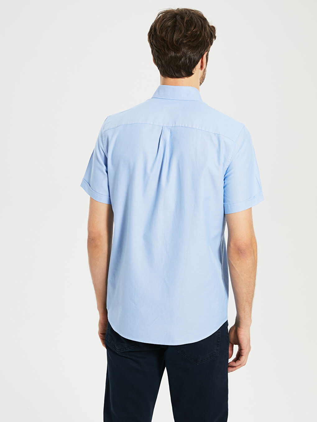 Regular Fit Short Sleeve Oxford Men's Shirt-3