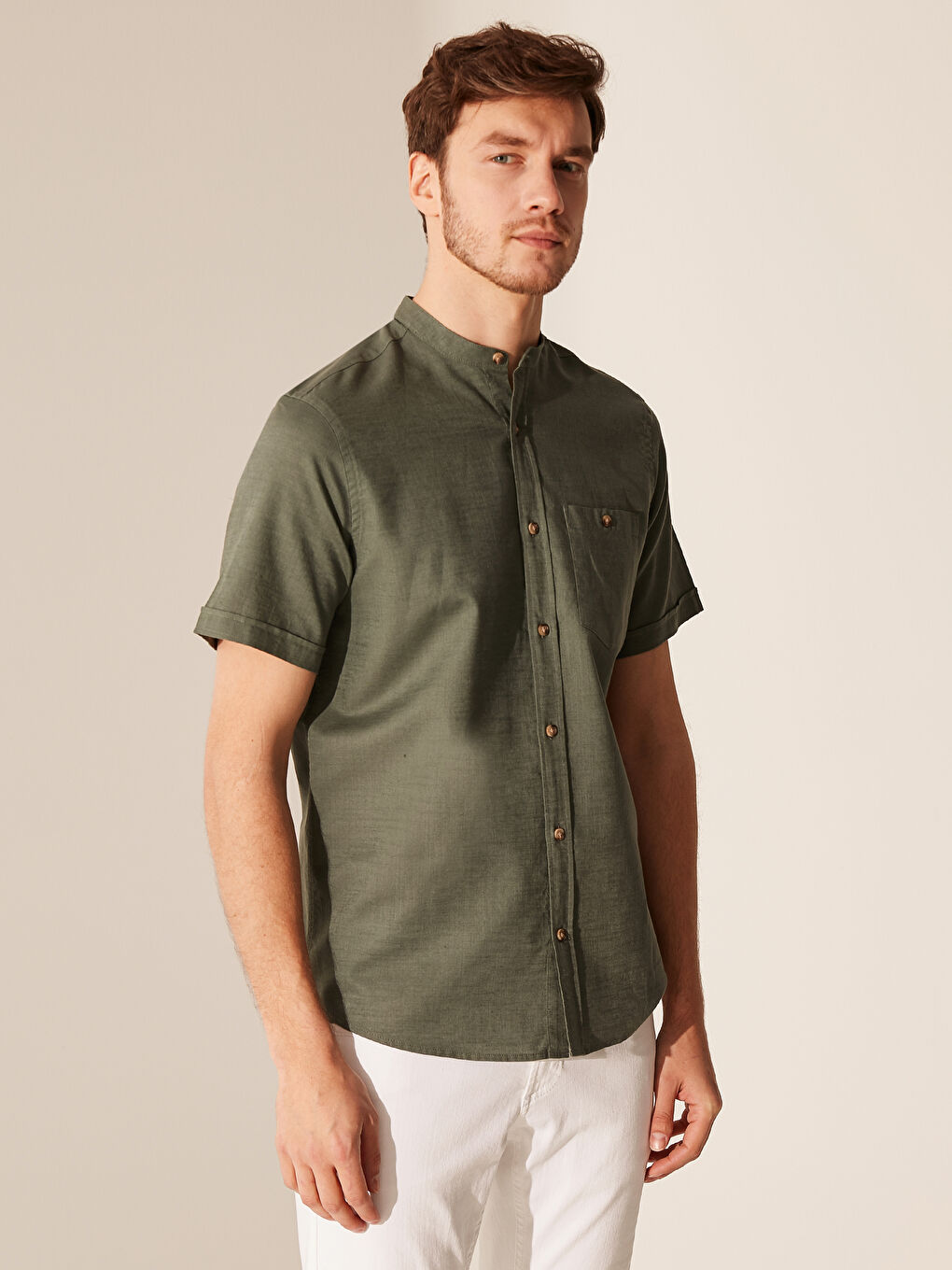 LCWAIKIKI Classic Regular Fit Short Sleeve Shirt -0S5751Z8-CRN