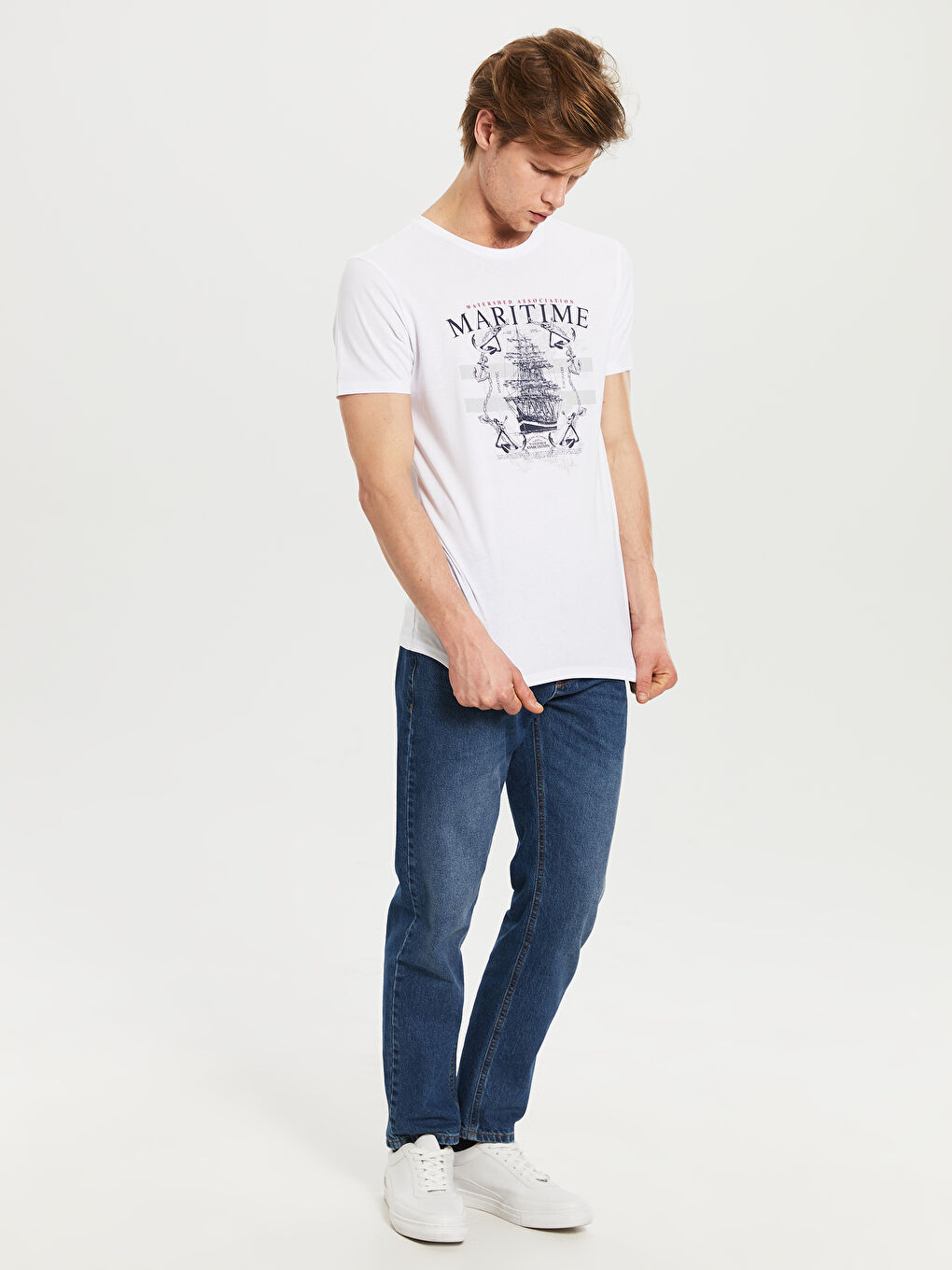 Футболка Мужская с Круглым Вырезом, Коротким Рукавом, С Принтом, Из Гребенного Хлопка-4