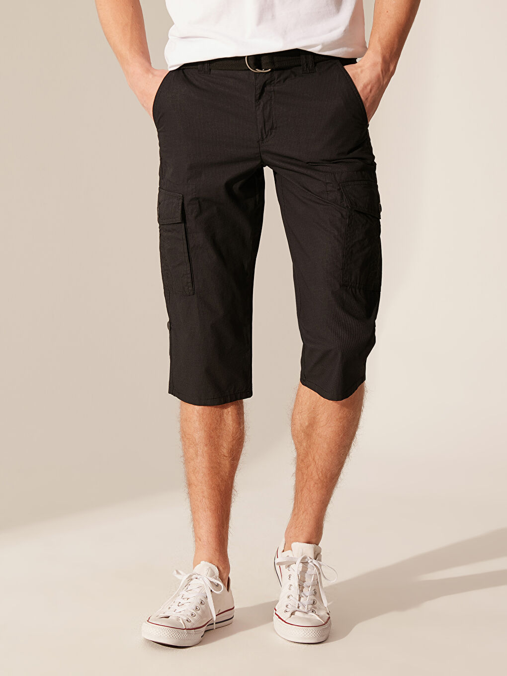 Siyah Standart Kalıp Erkek Şort-2