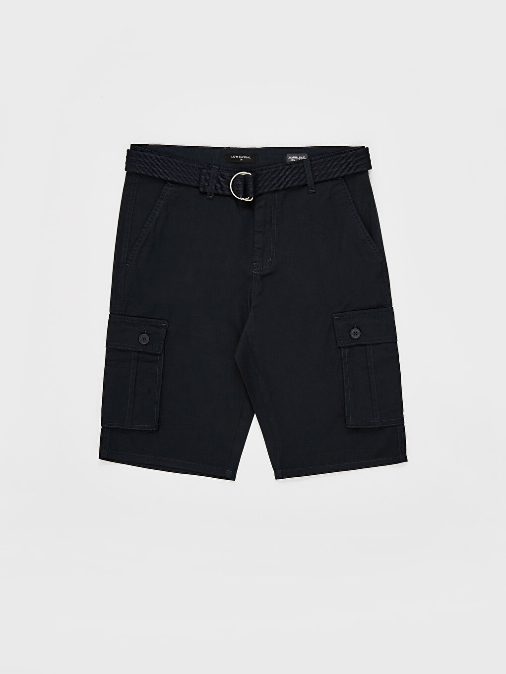Lacivert Regular Fit Kargo Cepli Gabardin Şort-2