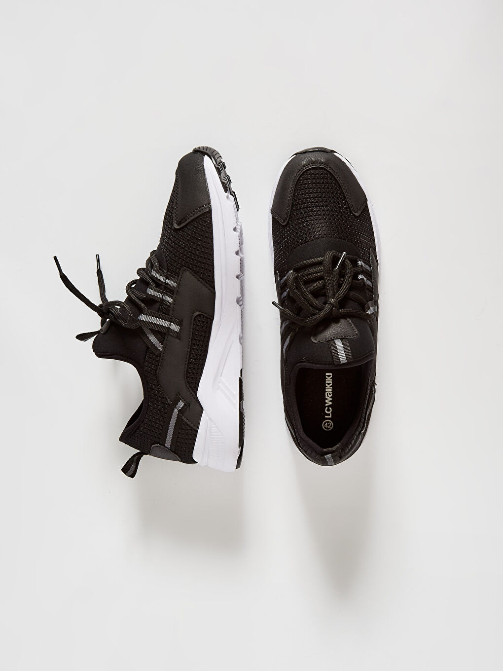 Siyah File Detaylı Bağcıklı Erkek Aktif Spor Ayakkabı-1