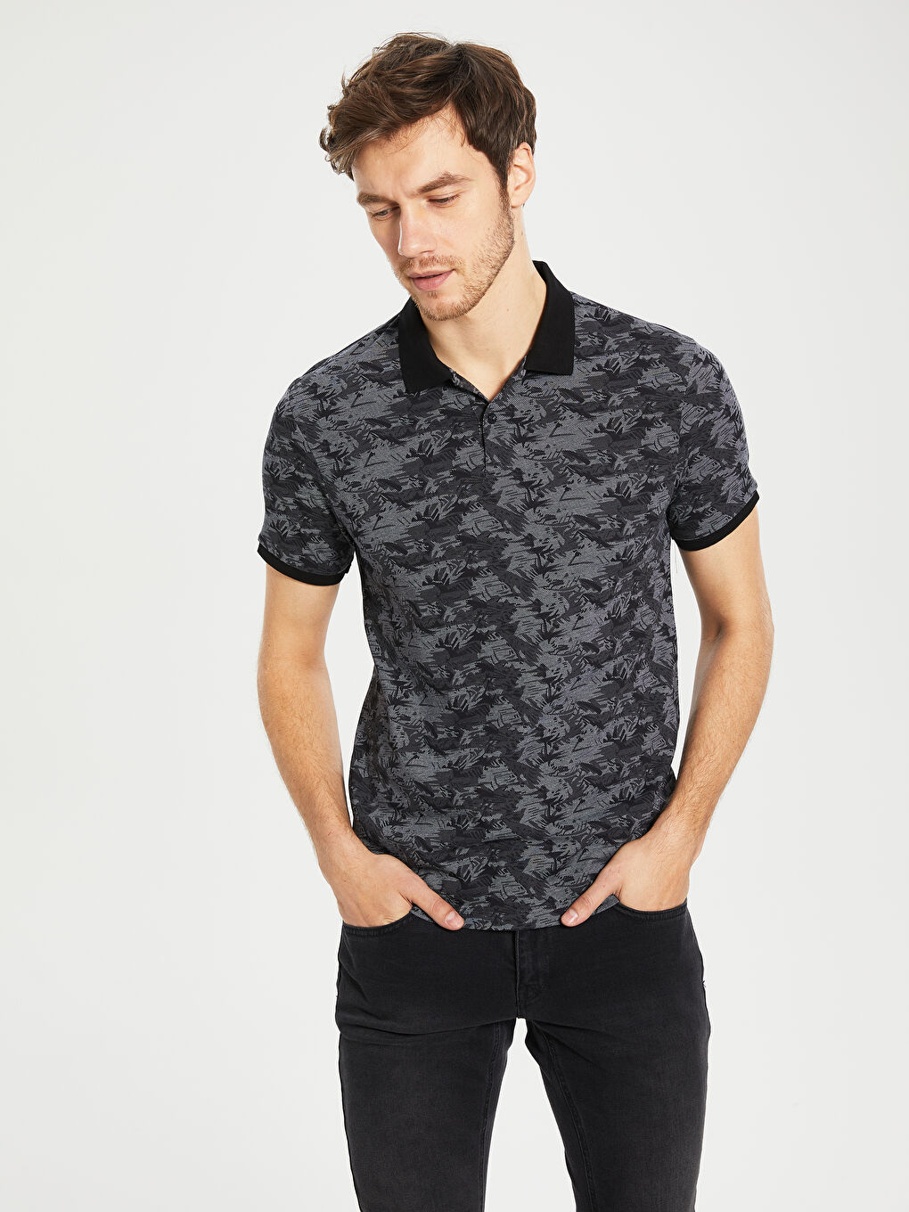 Antrasit Pike Erkek Tişört-1