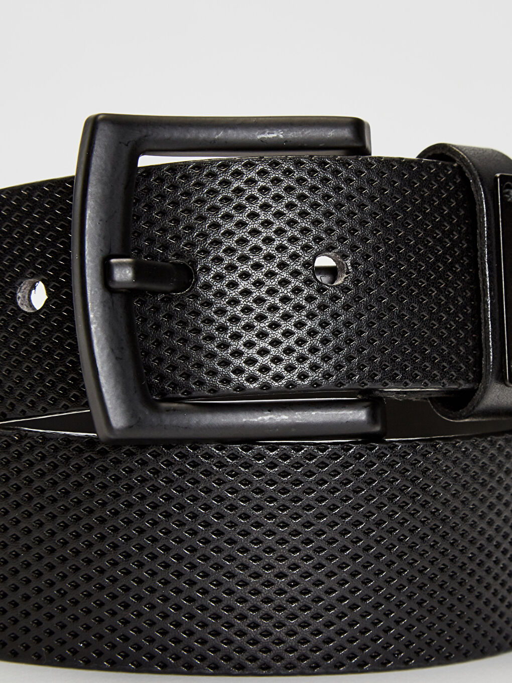 Siyah Kendinden Desenli Deri Görünümlü Kemer-1