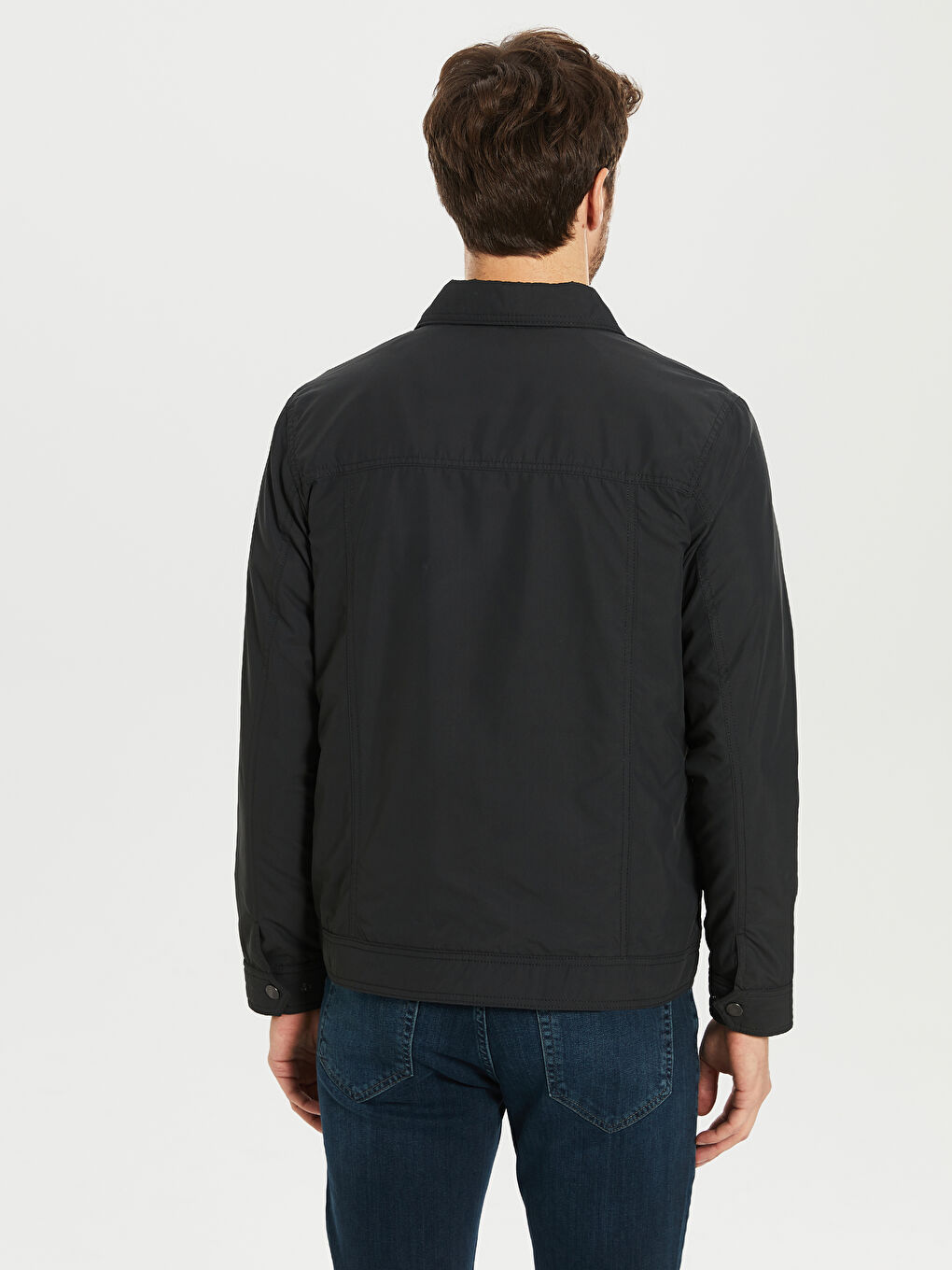 Gri Rahat Kalıp Dik Yaka İnce Erkek Mont-3