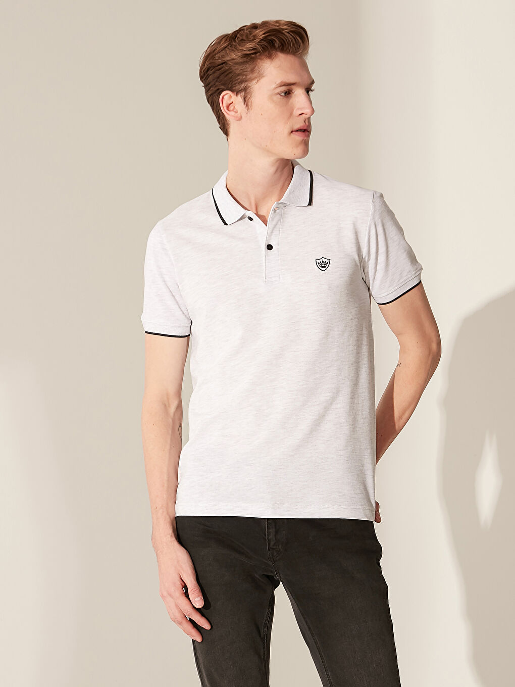 Gri Polo Yaka Basic Pike Tişört