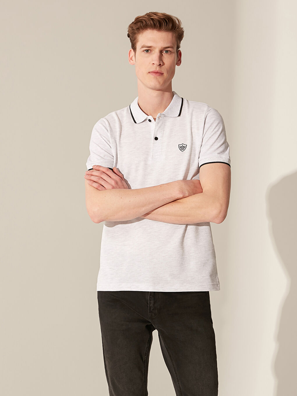 Gri Polo Yaka Basic Pike Tişört-1