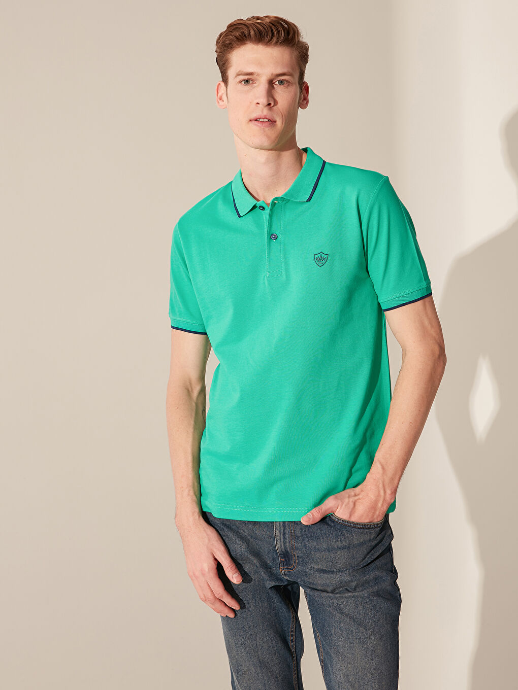 Polo Neck Basic Pique T-Shirt