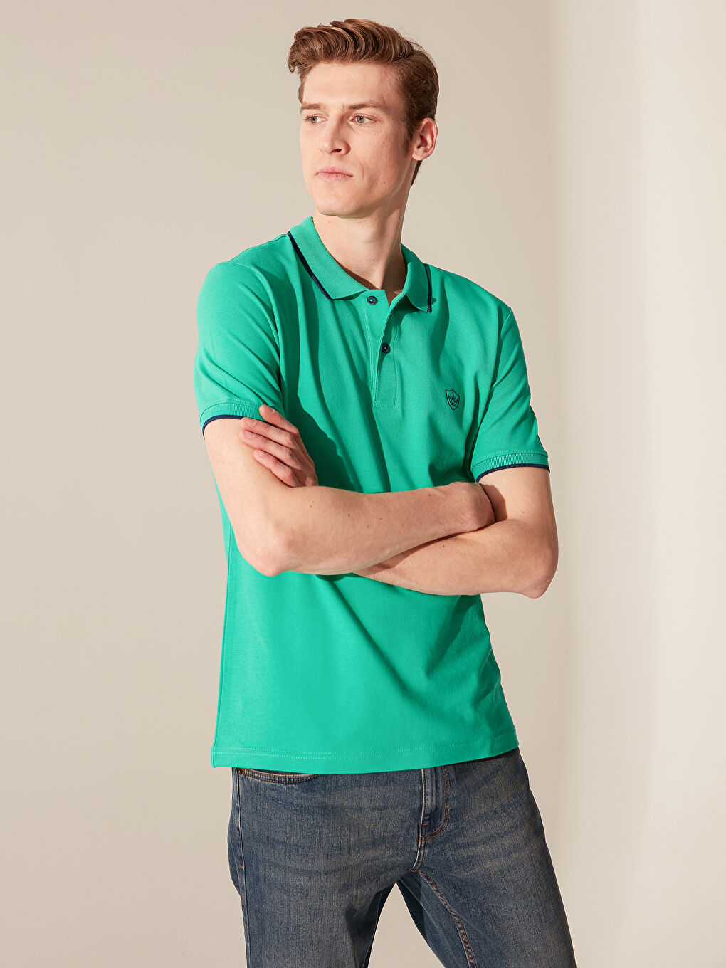 Polo Neck Basic Pique T-Shirt-1