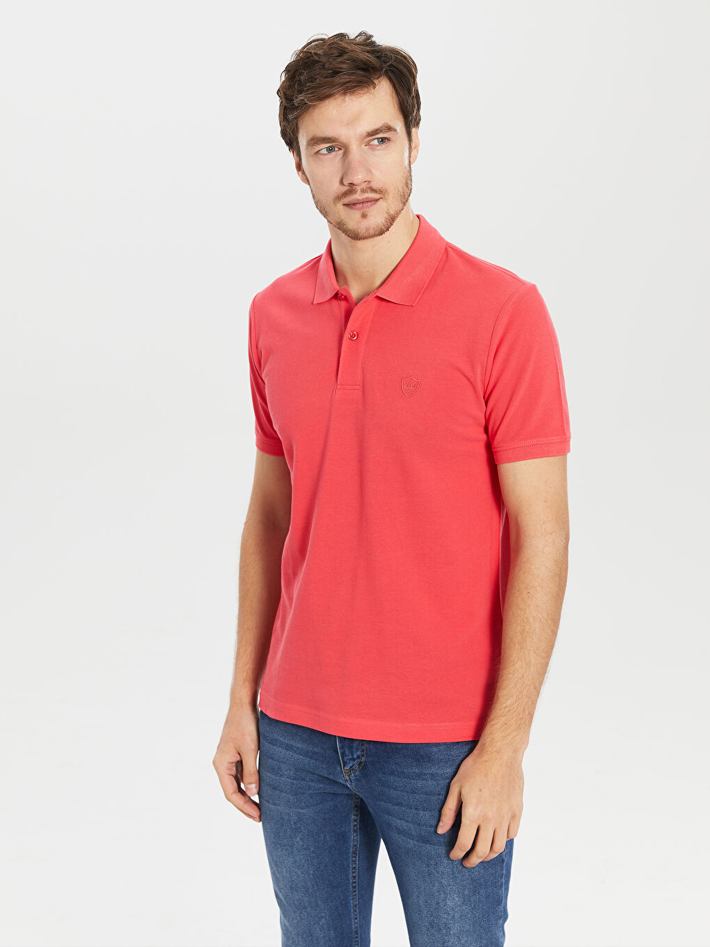 Polo Neck Basic Pique T-Shirt