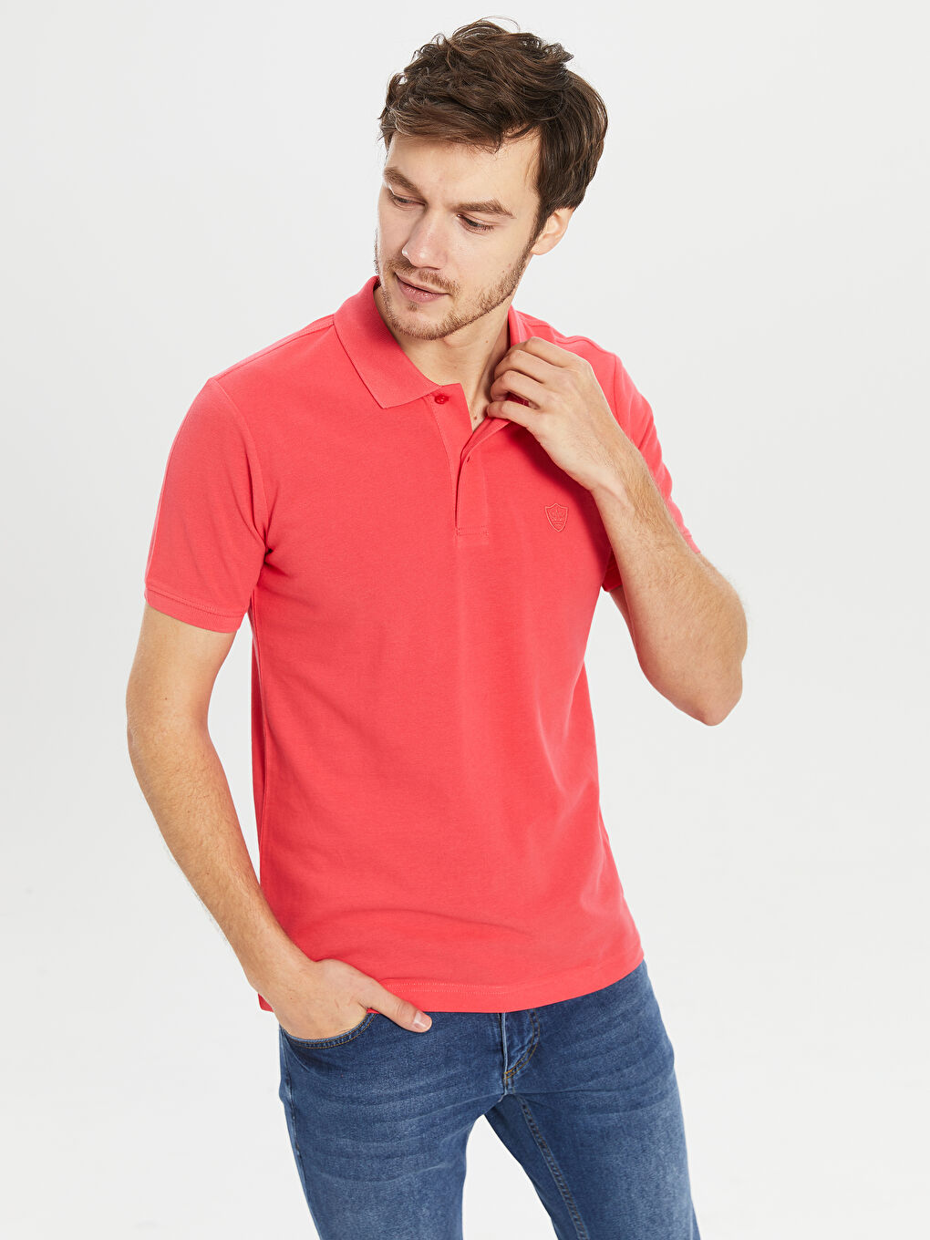 Polo Neck Basic Pique T-Shirt-2