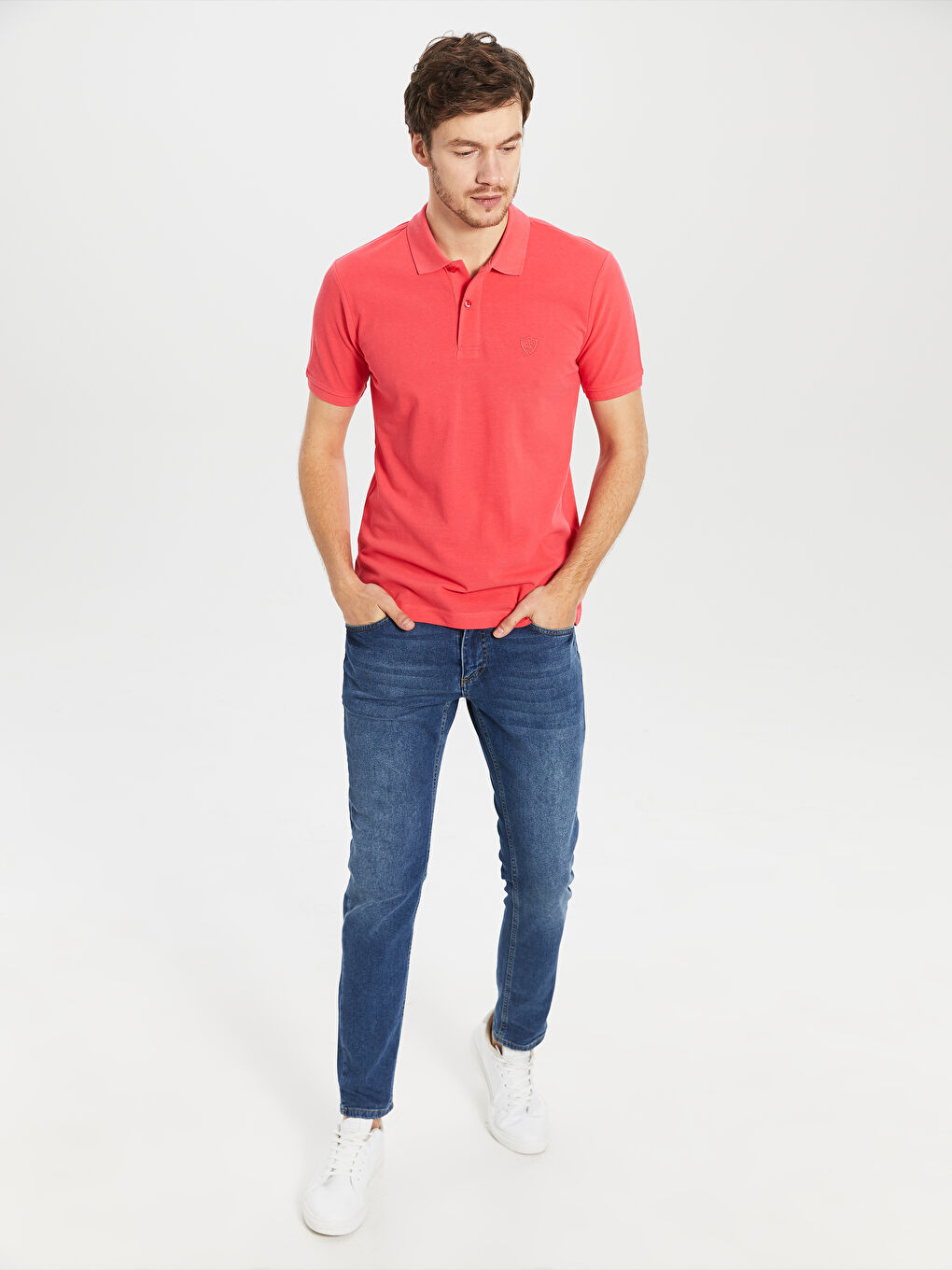 Polo Neck Basic Pique T-Shirt-4