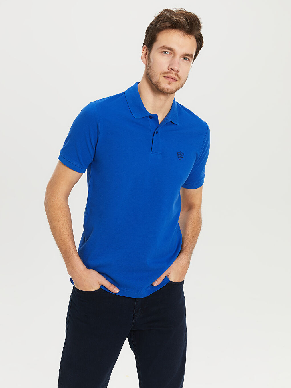 Polo Neck Basic Pique T-Shirt-1