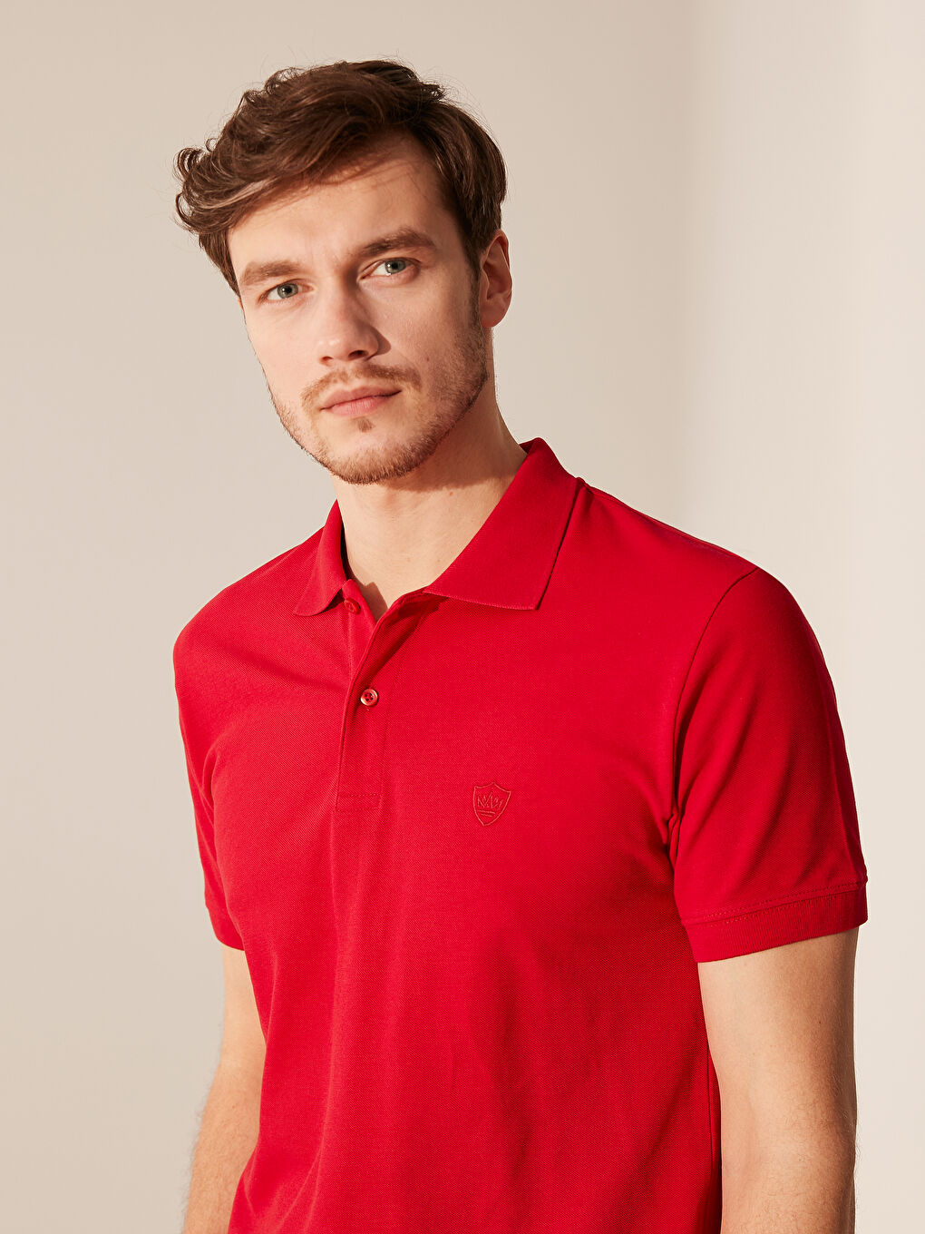 Kırmızı Polo Yaka Basic Pike Tişört-1