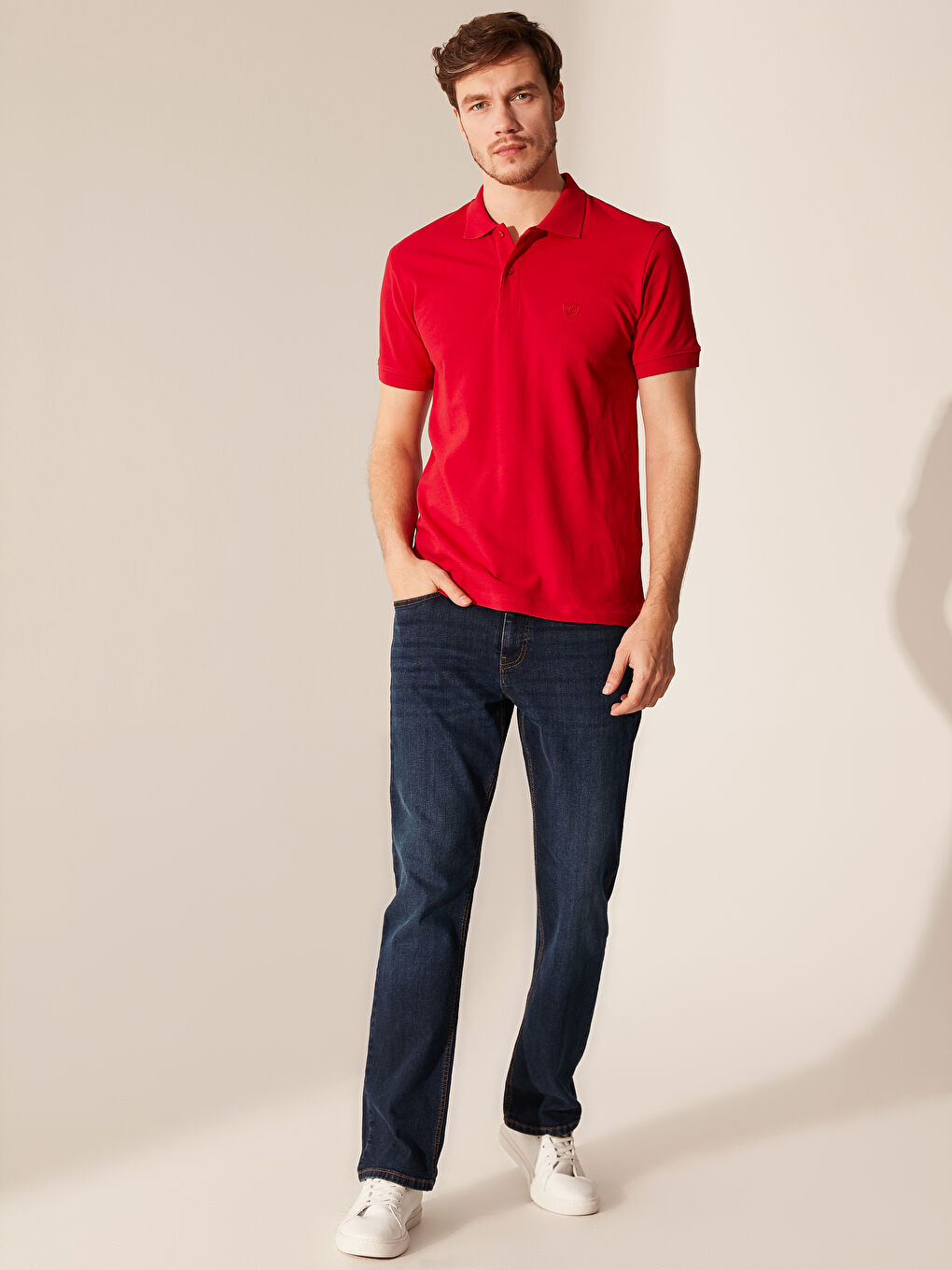 Kırmızı Polo Yaka Basic Pike Tişört-3