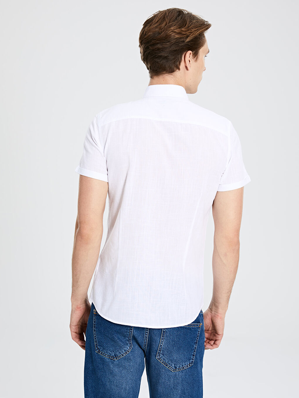 Beyaz Poplin Erkek Gömlek-3