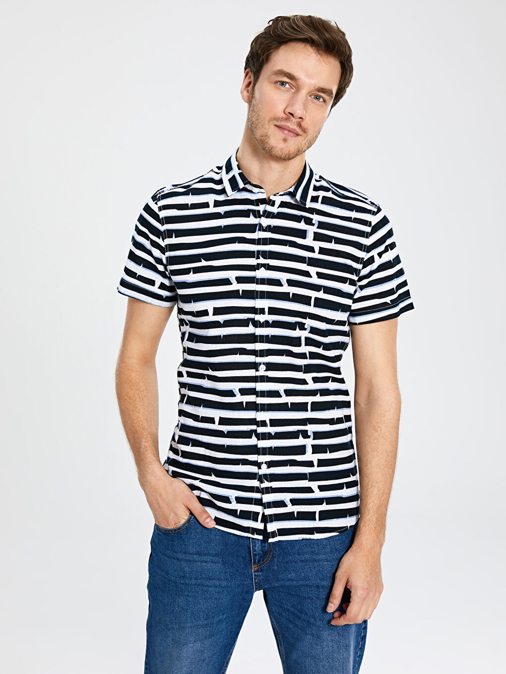 Lacivert Poplin Erkek Gömlek