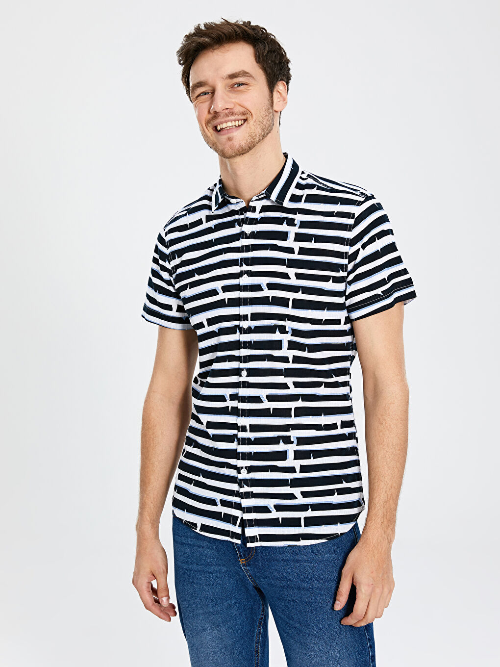 Lacivert Poplin Erkek Gömlek-2