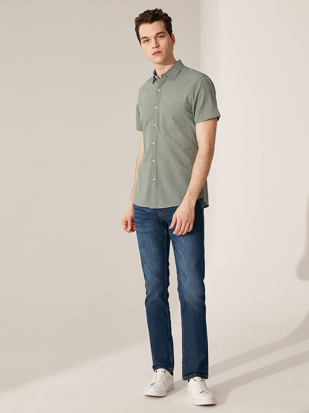 Экстра узкая рубашка с коротким рукавом из поплина-3