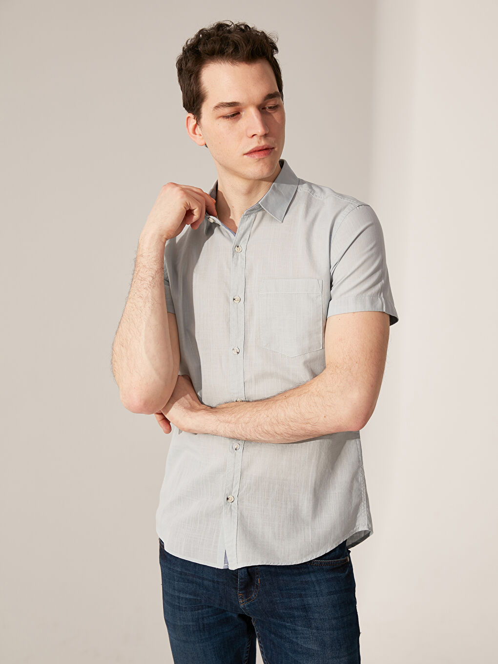 Extra Slim Fit Short Sleeve Poplin Shirt