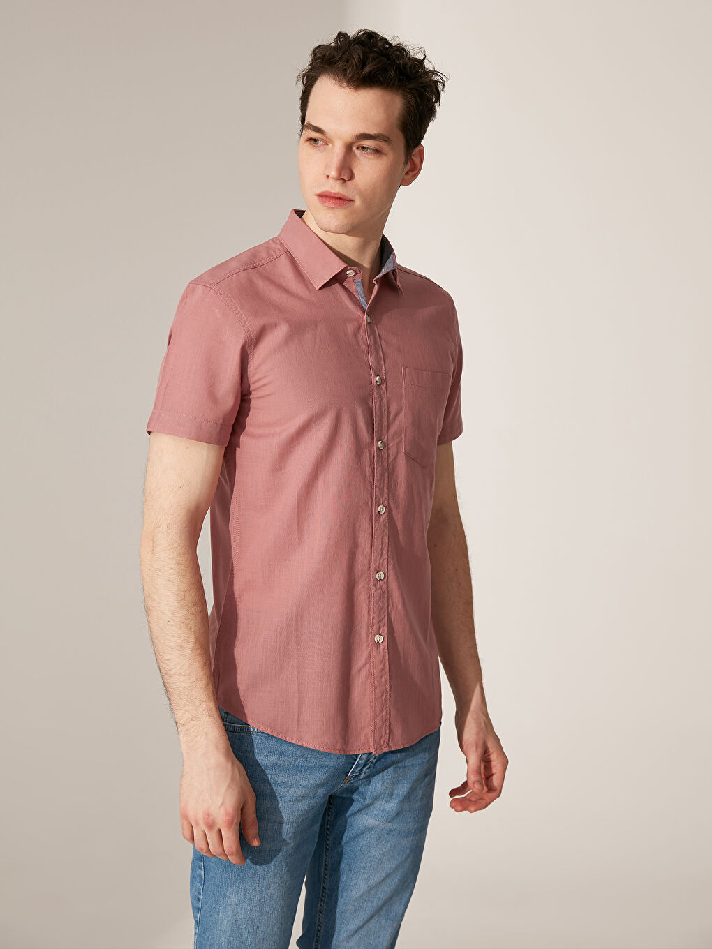 Extra Slim Fit Short Sleeve Poplin Shirt-1
