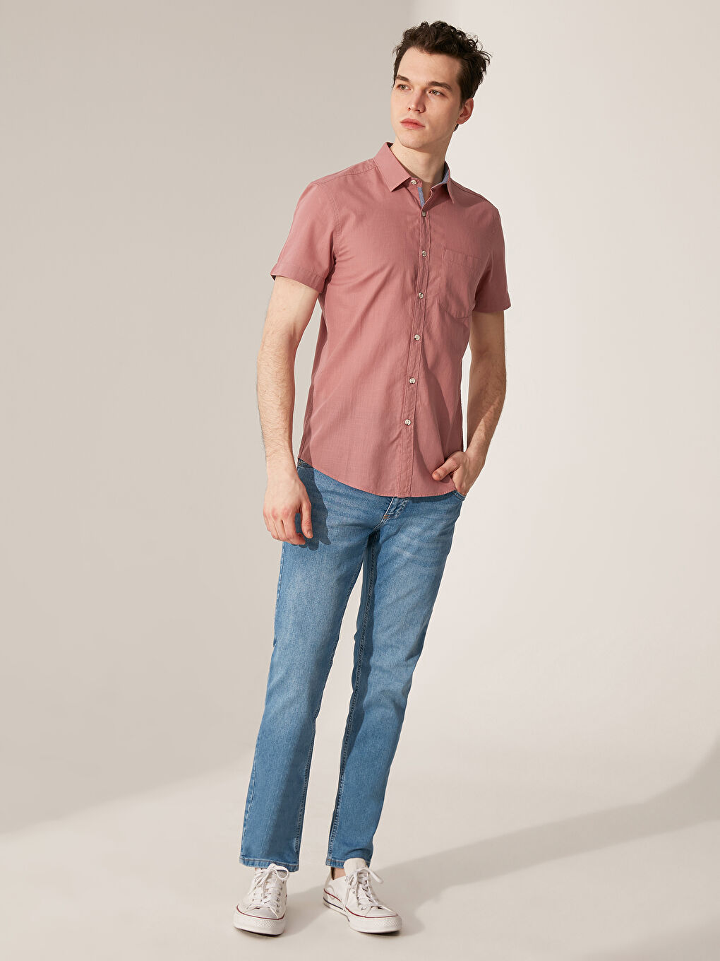 Extra Slim Fit Short Sleeve Poplin Shirt-3
