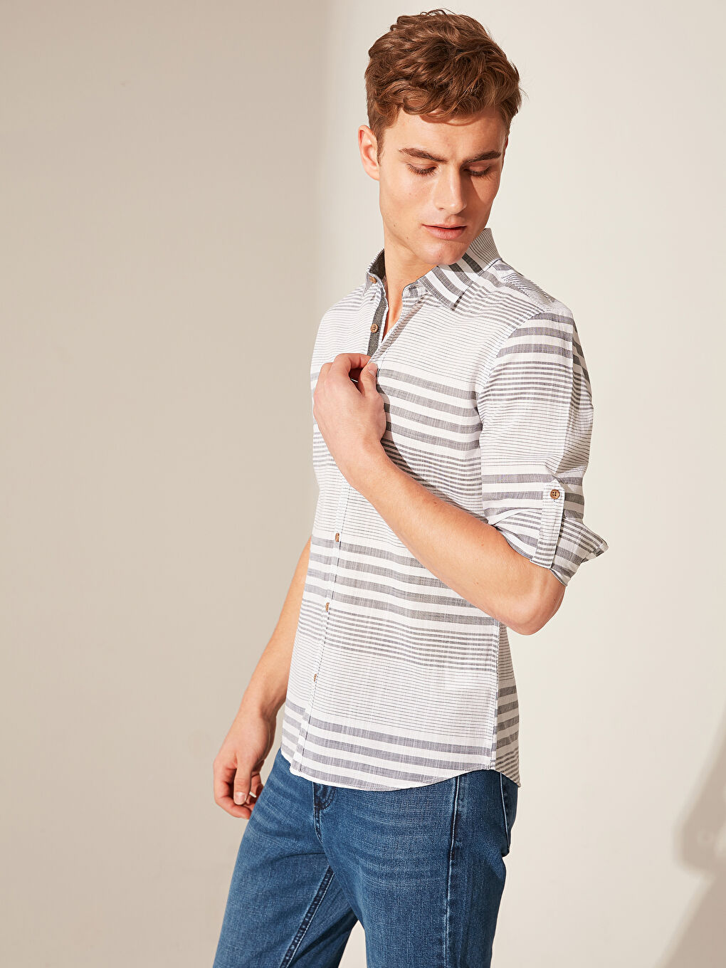 Экстра узкая рубашка с длинным рукавом из поплина-1