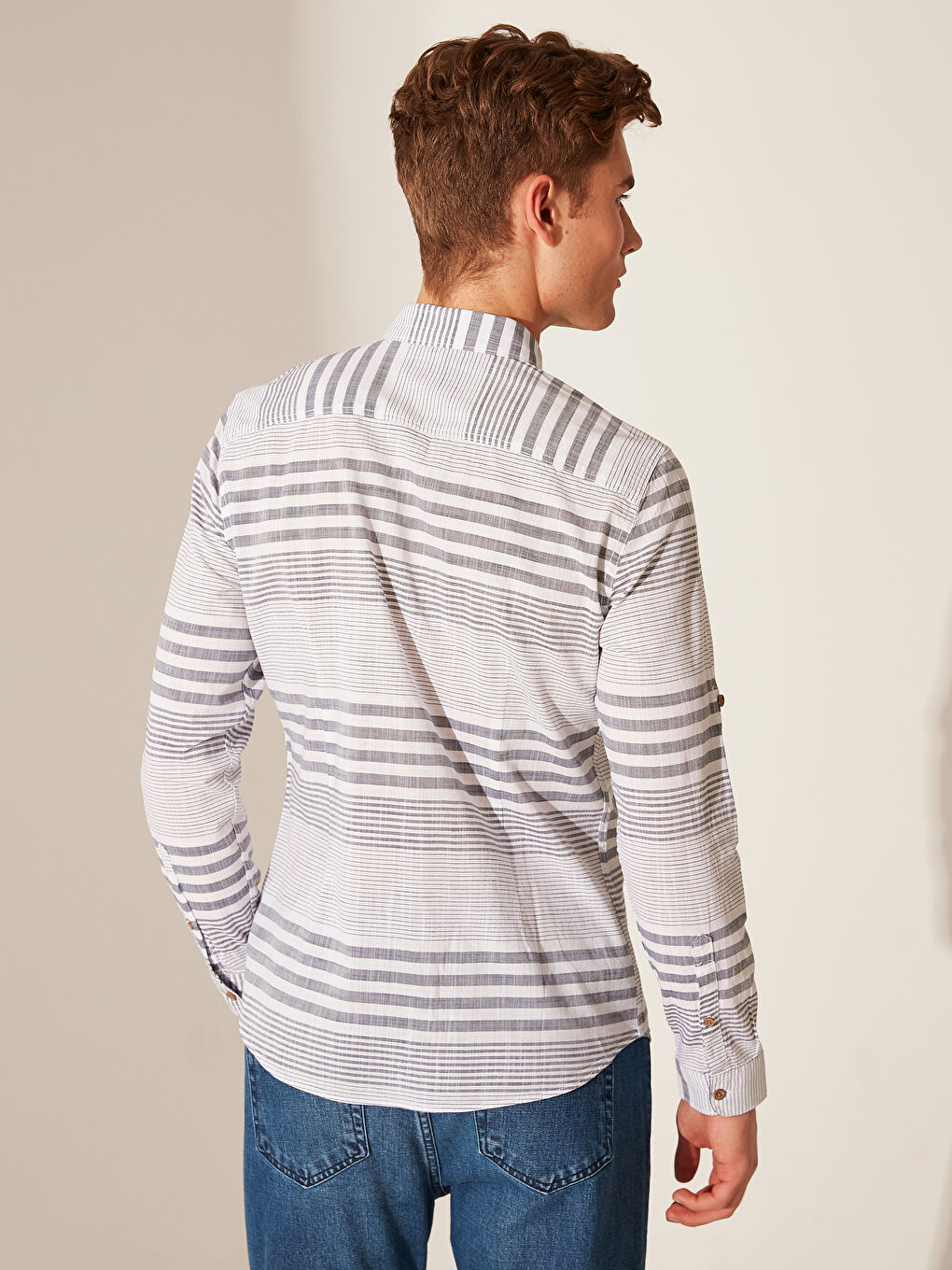 Экстра узкая рубашка с длинным рукавом из поплина-3