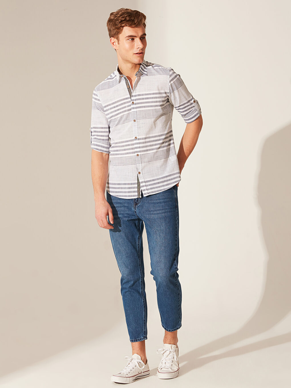 Экстра узкая рубашка с длинным рукавом из поплина-4