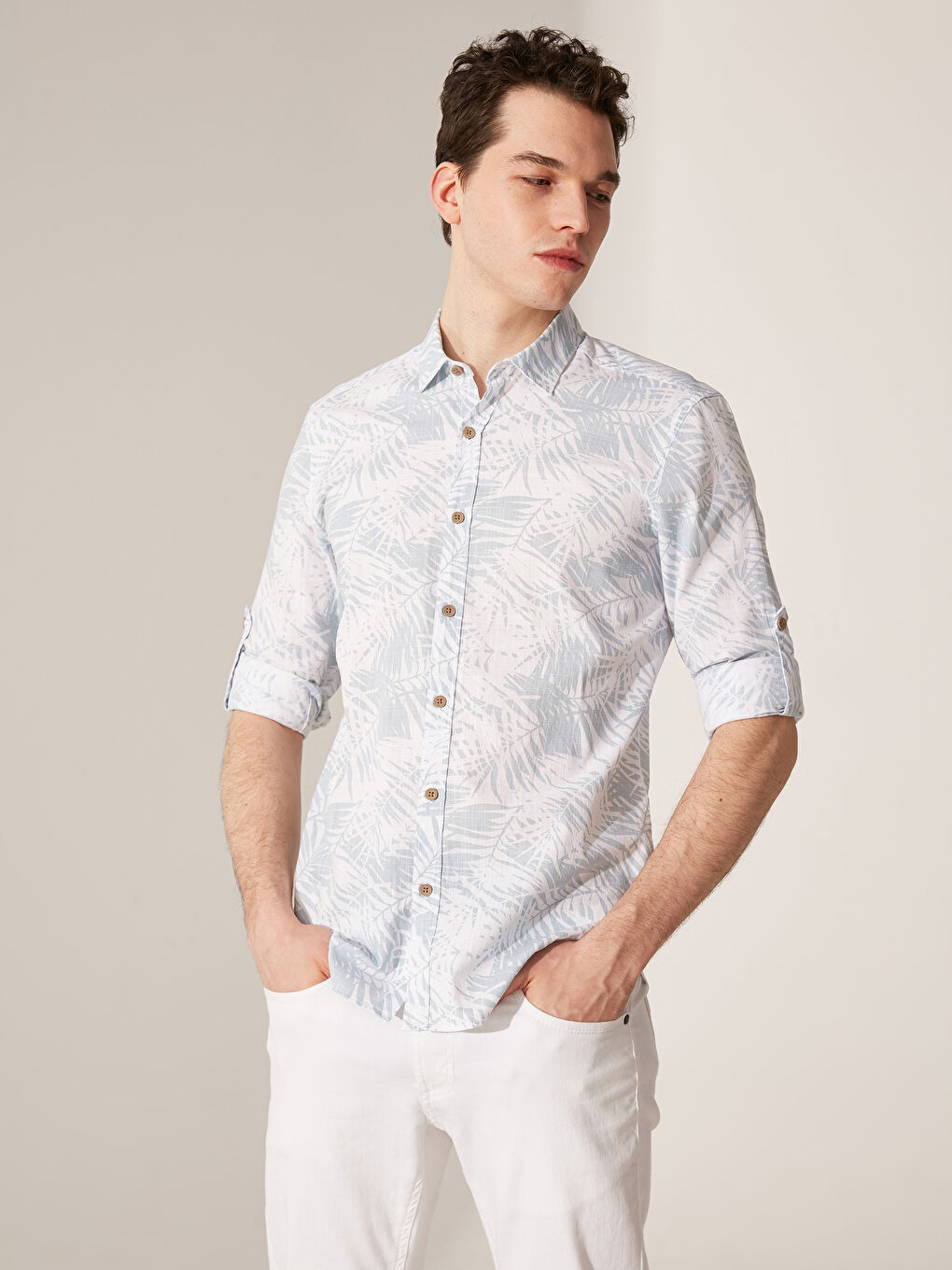 Mavi Ekstra Dar Kalıp Uzun Kollu Poplin Gömlek-1